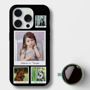 Coque iPhone 15 Pro Collage de souvenirs Instagram 4 photos Noir