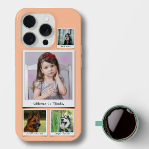 Coque iPhone 15 Pro Collage de souvenirs Instagram 4 photos Peach Fuzz