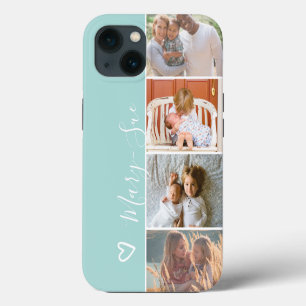 Etui iPhone 13 Collage en grille moderne et féminin avec nom en f