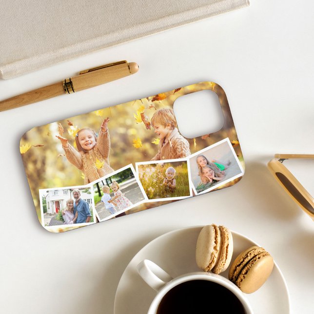 Coque iPhone Collage horizontal en zigzag de 5 photos multiples (Créateur téléchargé)