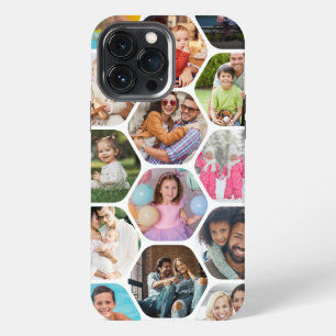 Etui iPhone 13 Pro Max Collage Multi Photo Motif Hexagone Simple Moderne