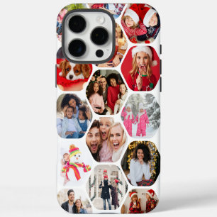 Coque iPhone 16 Pro Max Collage multi-photo personnalisé en forme d'hexago