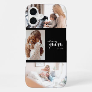 Coque iPhone 16 Plus Collage personnalisé de 3 photos - Noir - Année de