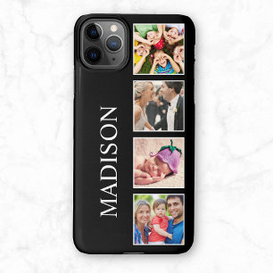 Coque iPhone 12 Collage photo de famille personnalisée Noir person