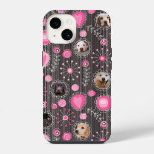 Coque Pour iPhone 14 Collage photo de maman de chien avec cœur rose et