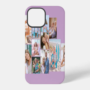 Coque iPhone 12 Pro Collage Photo Moderne 11 Photos Lilac Horizontal