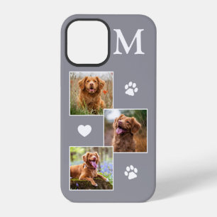 Coque iPhone 12 Pro Collage photo moderne 3 Gris Chien