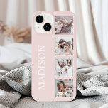 Coque Pour iPhone 14 Collage photo personnalisé rose personnalisé<br><div class="desc">Customisez votre téléphone avec notre coque rose vif, avec un nom personnalisé et un monogramme, ainsi que jusqu'à 4 de vos photos préférées. Créez un accessoire unique et élégant qui reflète votre personnalité et votre style. Nos coques de haute qualité offrent une protection durable pour votre appareil tout en présentant...</div>