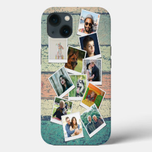 Etui iPhone 13 Collage photo Plaques en bois Vintages