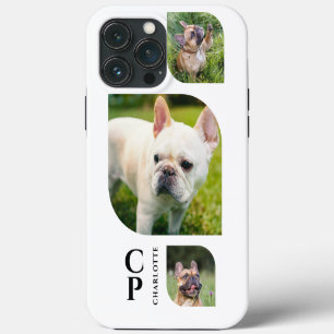 Etui iPhone 13 Pro Max Collage photo simple moderne Monogramme Nom 3