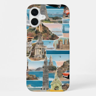Coque iPhone 16 Plus Collage Retro World Tour