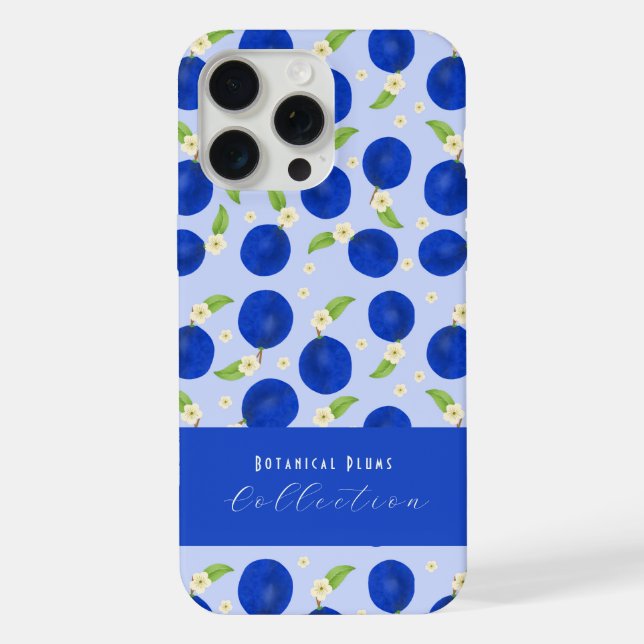 Coque iPhone Collection de prunes botaniques bleues (Verso)