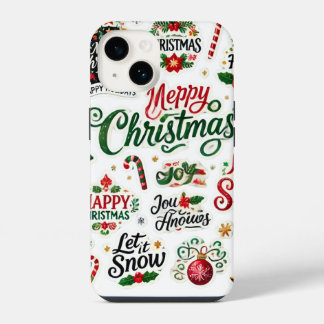 Coque Pour iPhone 14 Collection de stickers de Noël festive – H