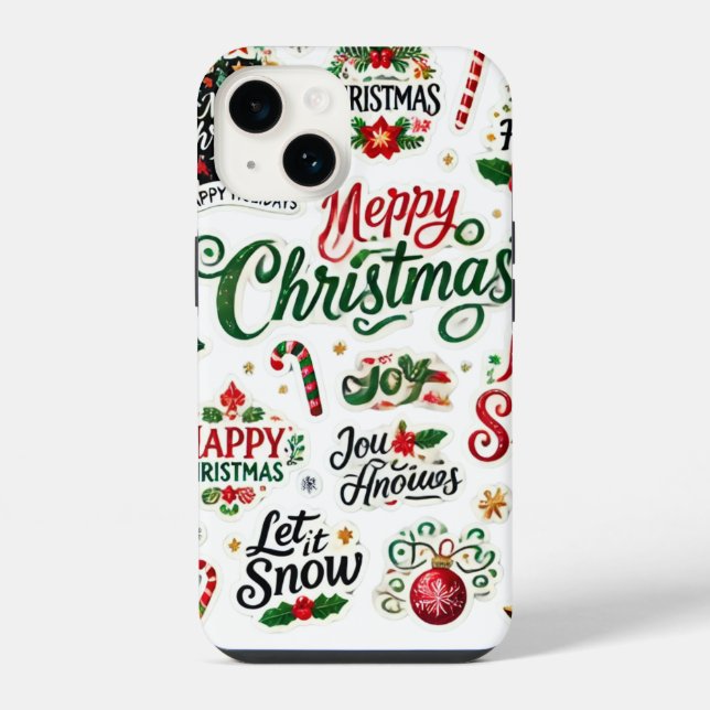 Coque iPhone Collection de stickers de Noël festive – H (Verso)