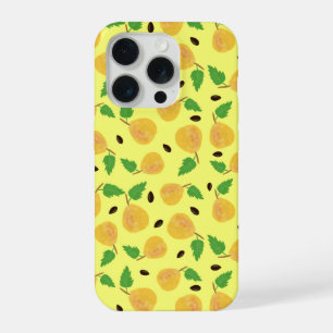 Coque iPhone 15 Pro Collection Poires Dorées Jaune Clair