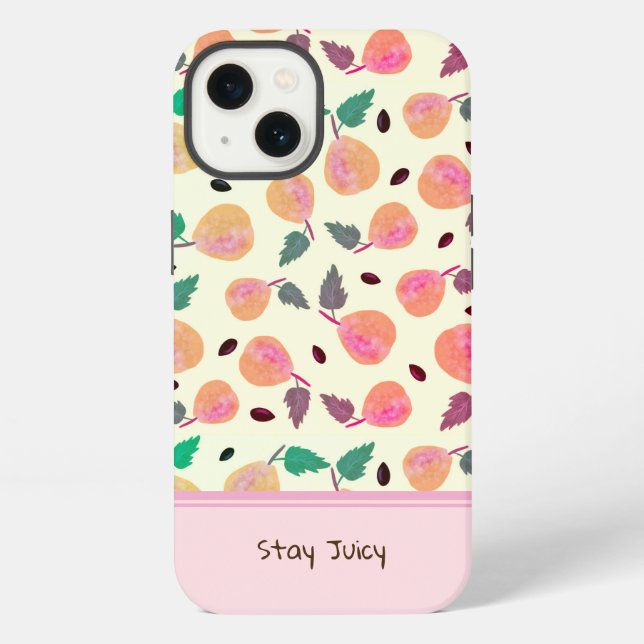 Coque iPhone Collection Poires Dorées Rose (Verso)