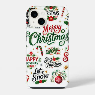 Coque Pour iPhone 14 Collection Sticker Festive de Noël - Whimsical H