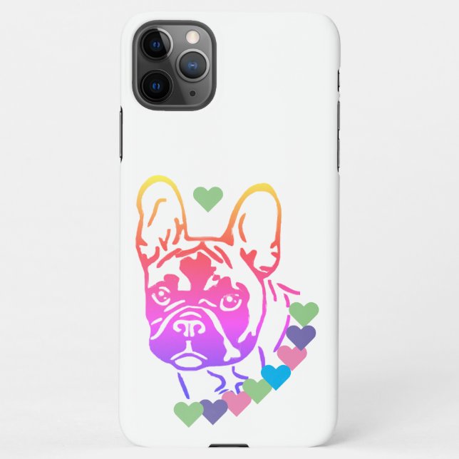 Coque iPhone Collier coeur pour Bouledogue Français (Dos)