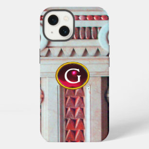 ETUI iPhone 13 COLONNE EN MARBRE ÉLÉGANT, MONOGRAMME EN PIERRE GE