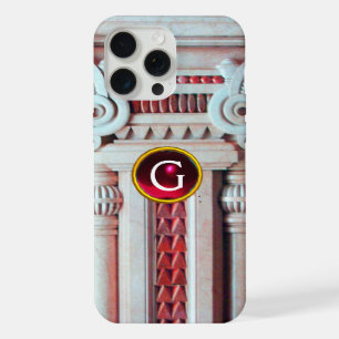 COQUE iPhone 15 PRO MAX COLONNE EN MARBRE ÉLÉGANT, MONOGRAMME EN PIERRE GE