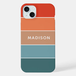 Coque iPhone 15 Plus Colorbloc Terre coloré moderne Nom personnalisé