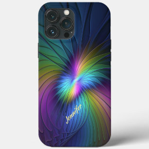Etui iPhone 13 Pro Max Coloré Avec Bleu Moderne Abstrait Nom Fractal