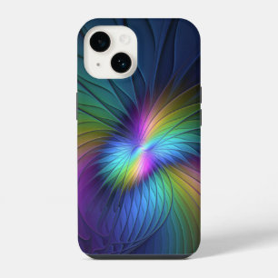 Coque Pour iPhone 14 Coloré Avec Bleu Moderne Art Fractal Abstrait