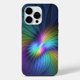 Coque Pour Pour iPhone 14 Pro Max Coloré Avec Un Art Abstrait Fractal Moderne Bleu