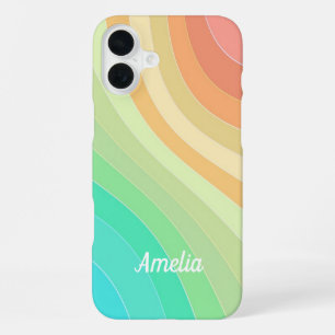 Coque iPhone 16 Plus Coloré moderne Pastel Waves Motif Personnalisé