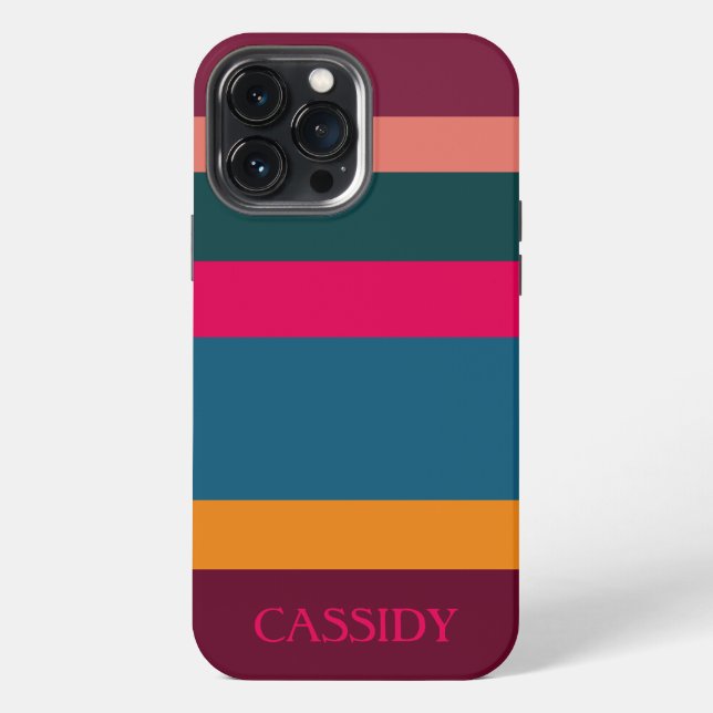 Coque iPhone Coloré moderne rayé (Verso)