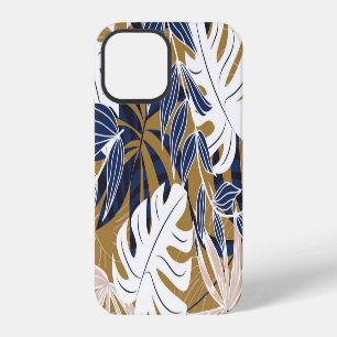 Coque iPhone 12 Coloré Tropical Feuille Orange Arrière - plan