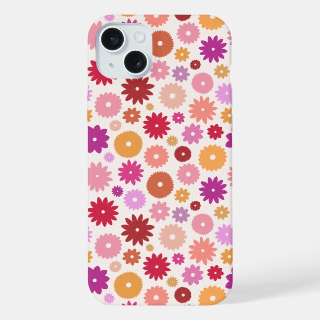 Coque iPhone Colorful Blooms Repeat Pattern (Verso)