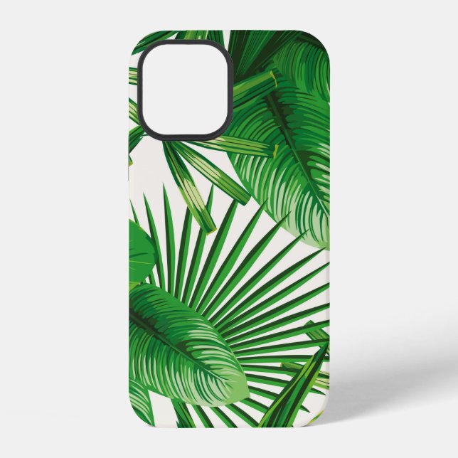 Coque iPhone Composition de feuilles vertes naturelles tropical (Verso)