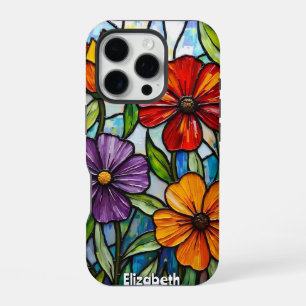 Coque iPhone 16 Pro Composition de fleurs en verre coloré