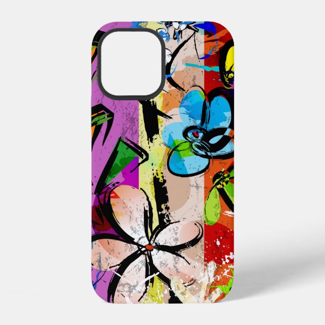 Coque iPhone composition de fond abstrait avec des fleurs, avec (Verso)