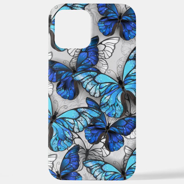 Coque iPhone Composition des White and Blue Butterflies (Verso)