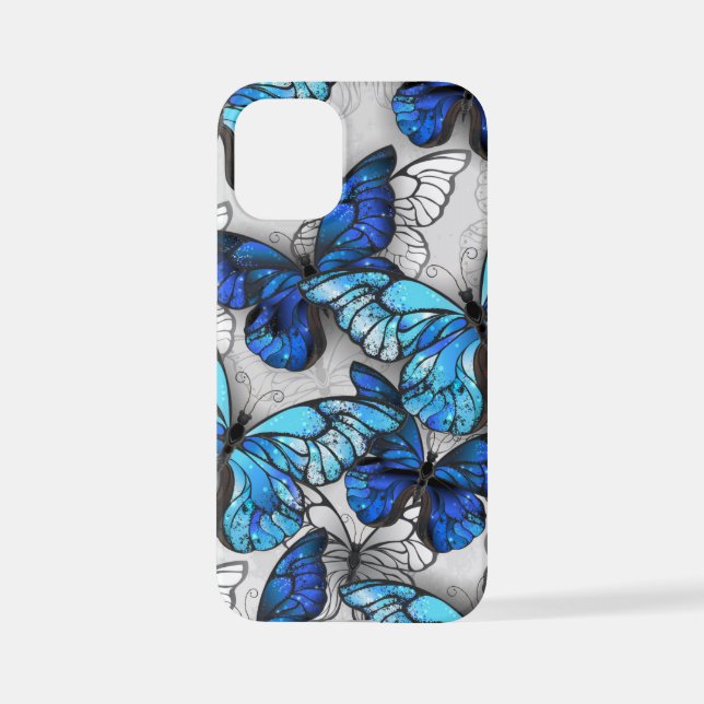 Coque iPhone Composition des White and Blue Butterflies (Verso)