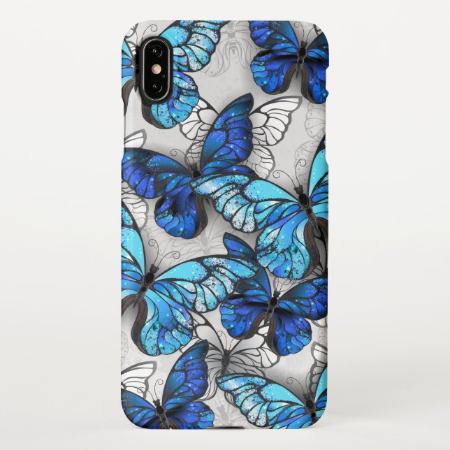 Coque iPhone Composition des White and Blue Butterflies (Dos)