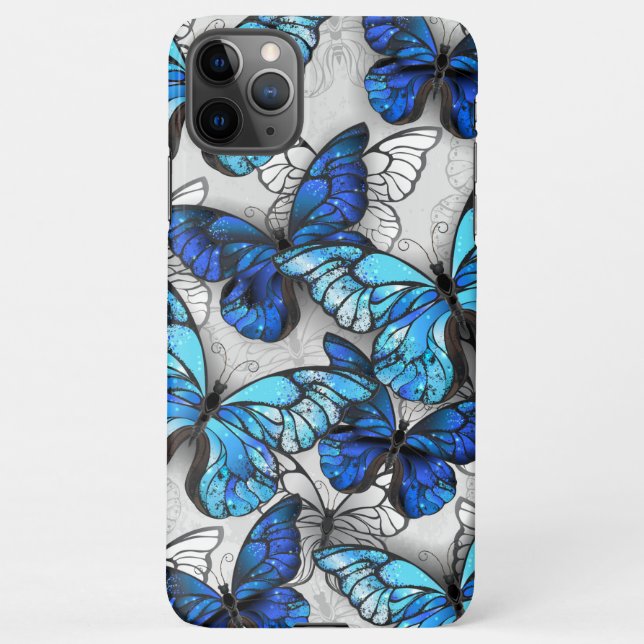 Coque iPhone Composition des White and Blue Butterflies (Dos)
