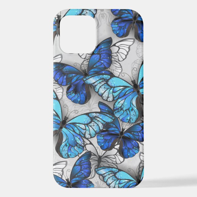 Coque iPhone Composition des White and Blue Butterflies (Verso)