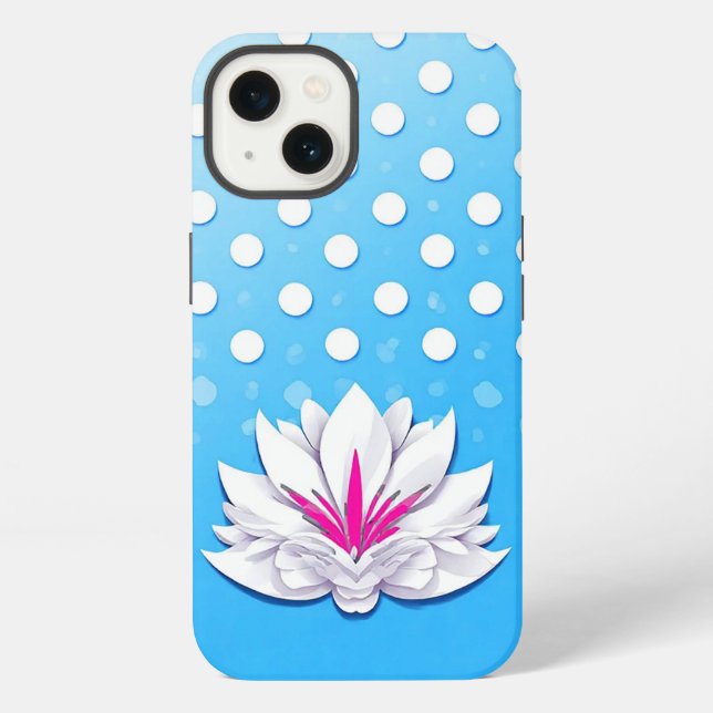Coque iPhone Composition florale créative à fond à pois (Verso)