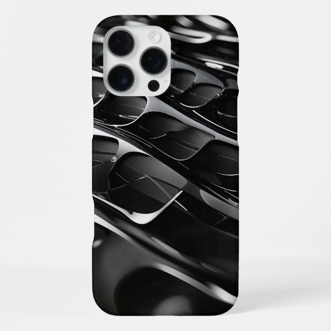 Coque iPhone Conception 3D abstraite de vernis noir futuriste (Verso)