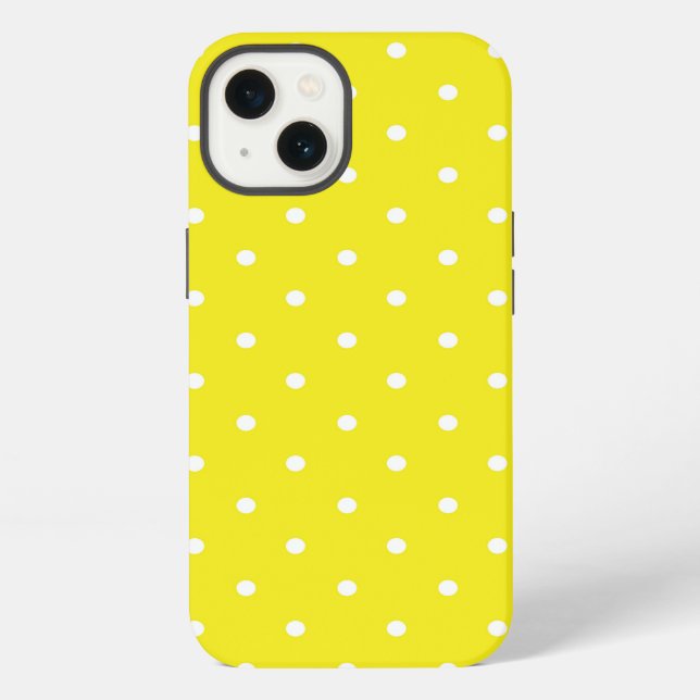 Coque iPhone Conception à pois jaunes (Verso)