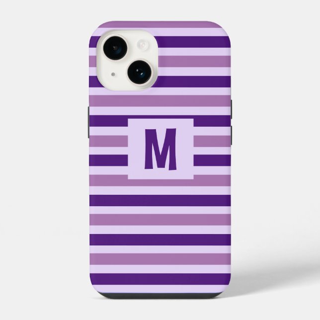 Coque iPhone Conception à rayures mures violettes unique initia (Verso)
