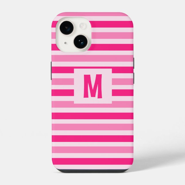 Coque iPhone Conception à rayures roses mignonnes (Verso)
