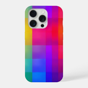 Coque iPhone 15 Pro Conception Abstraite Géométrique Dégradée Arc-en-c