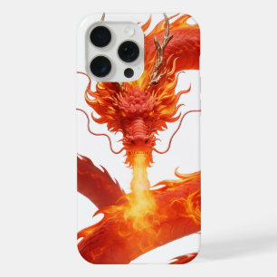 Coque iPhone 15 Pro Max Conception artistique de fantasy de dragon de feu,