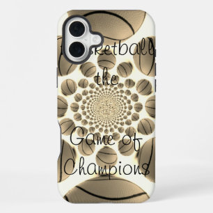Coque iPhone 16 Plus Conception artistique de motif de basket-ball vint