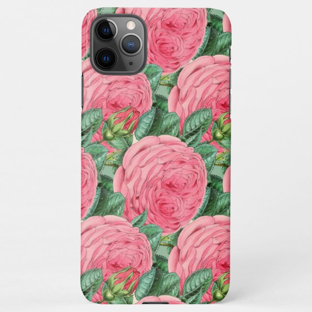 Coque iPhone Conception botanique de bourgeon de rose rose  (Dos)
