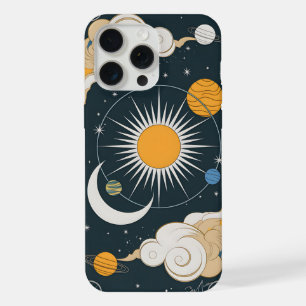 Coque iPhone 15 Pro Max Conception Céleste - Soleil, Lune et Planètes Myst
